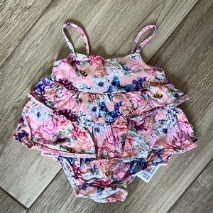 Posh peanut ruffle romper 3-6months flower and butterfly 🦋 print